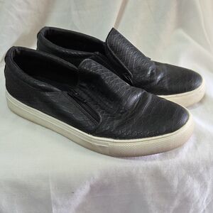 Report Black Textured Slip-On Flats